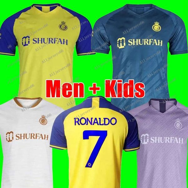

al nassr fc soccer jerseys ronaldo 2022 2023 home yellow away 22 23 cr7 gonzalo talisca ghislain konan vincent aboubakar men football, Black;yellow