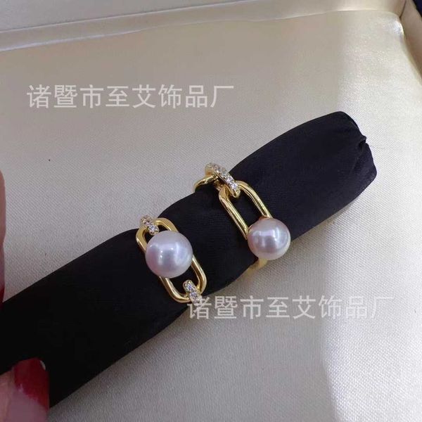 

high-quality s925 silver freshwater pearl ring tiffay same round and flawless 7-8mm for women simple elegant commuting