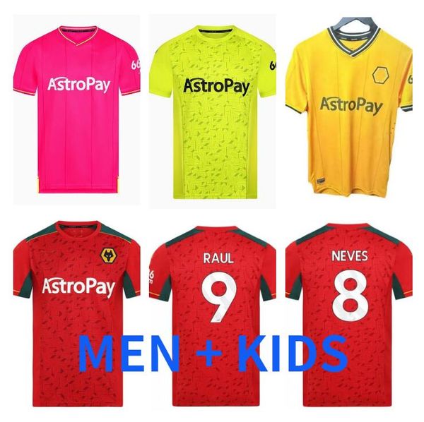

wolverhampton 23 24 away soccer jerseys raul adama neto neves trincao wanderers j otto podence gibbs hee chan 2023 2024 football shirts men, Black;yellow