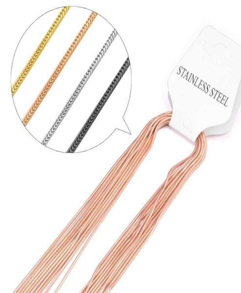 

luxukisskids wholesale 10pcs/lot 1mm rose gold/black stainless steel chains necklaces bulk chains jewelry never fade g09132043116, Silver