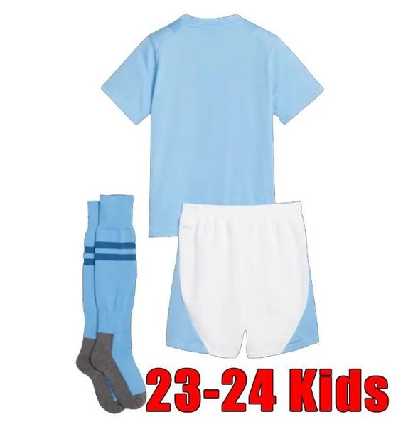 

kids soccer jersey haaland 23 24 soccer jerseys phillips grealish de bruyne foden 2023 2024 football shirts kit 3-14 years old alvarez, Black