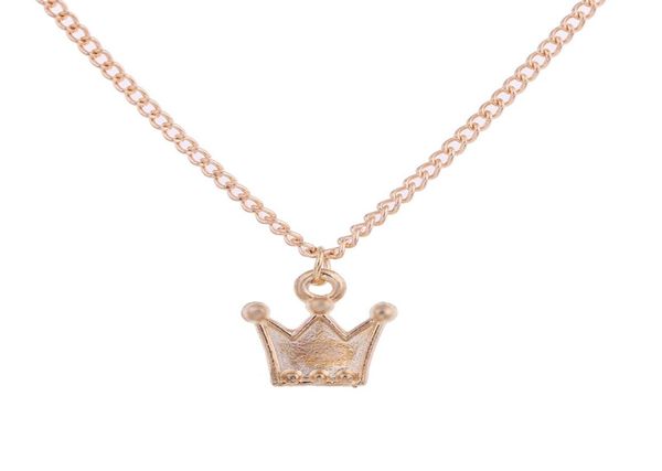 

10 pcs elegant golden crown alloy pendant necklace silver/gold hand stamped chain necklace gifts for women girls jewelry8228751