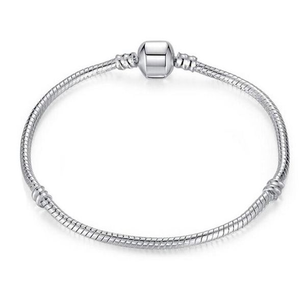 

3mm 925 silver plated chain bracelet fit authentic european dangle charm for women fashion diy jewelry 10pcs/lot pdrh0285141290, Black