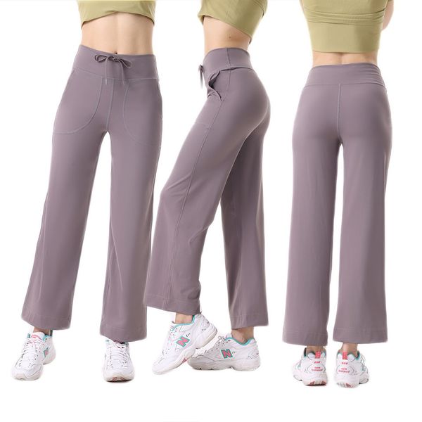 

women's pants women's pants with straight tube high waist drawstring loose fit small wide leg slimming exercise and fitness yoga p
