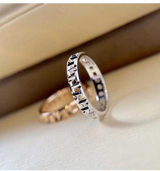 

high version tiffay double t-ring 925 sterling silver plated 18k gold narrow version roman smooth hollow ring female with packaging 106u