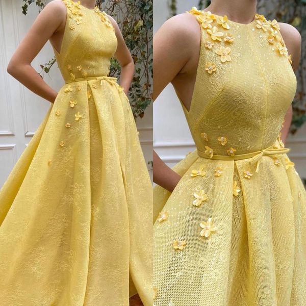 

fashion yellow prom dresses appliques jewel neck evening gowns ruched lace formal red carpet long special occasion party dress, Black