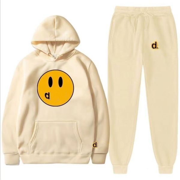 

men's tracksuits draw hoodie cotton liner smile face simple hoodies men sweatshirts causal plain drews o-neck sport hoody soft streetwe, Gray