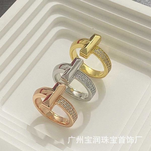 

original new tiffay s925 silver t1 full sky star diamond smooth rose gold wide edition versatile personalized couple ring ins pair
