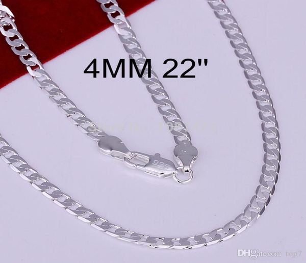 

4mm 925 sterling silver plated fashion chain necklaces for men jewelry 16' to 30' lkn0479204069