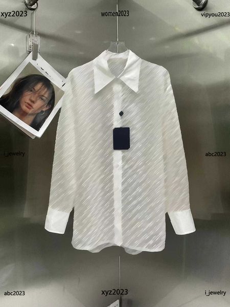 

womens designer clothing letter printed embroidery girl blouse fashion mesh breathable lapel shirt, White