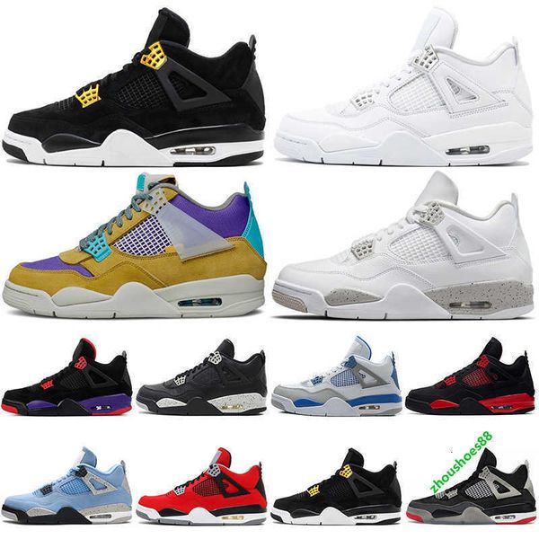 

4 drop jumpman 4s basketball shoes men oreo pure money royalty white cement fire red bred university blue mens sport sneakers