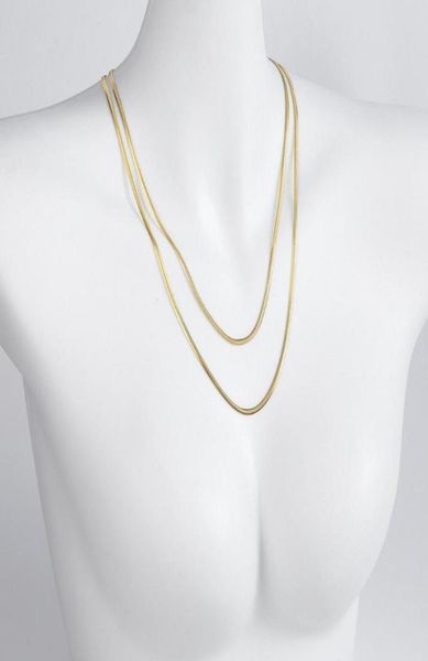 

pendant necklaces luxury stainless steel double layer necklace with 120cm sleek collection smooth chain as fashion lady gift5700359, Silver