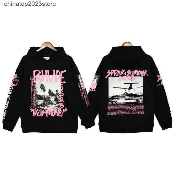 

mens hoodies rhude hoodie letter print long sleeve fashion men women sweatshirts luxury sweater hip hop brand us size 3jk50, Black