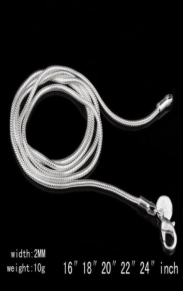 

2mm 925 sterling silver smooth chain necklace jewelry 16-24" mix size dhl 478754