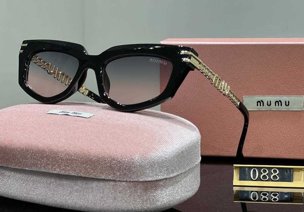 

luxury miu sunglasses retro cat eyes women's sunglasses fashion trend cross border glasses women's metal hollow chain men's g, White;black