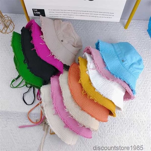 

woman bob wide brim hat bucket hat large round brim summer outdoor sunshade fisherman casquette lady cap trendy summer frayed pj027, Blue;gray