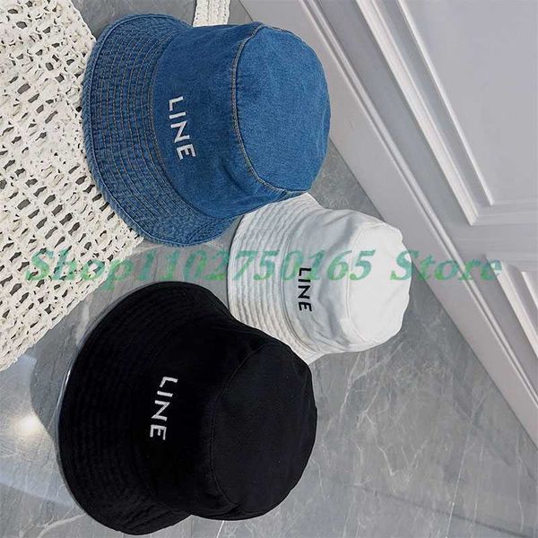 

448228 denim bucket cap letter embroidery for men and women fisherman hat spring outdoor casual sunshade hat bucket hat new, Blue;gray