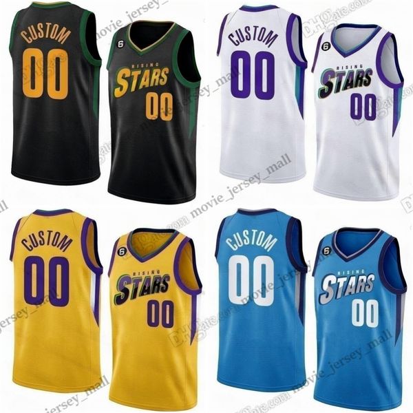 

2023 rising stars basketball jerseys victor wembanyama scoot henderson brandon miller taylor hendricks mojave king kenneth jarace walker mac, Black;red