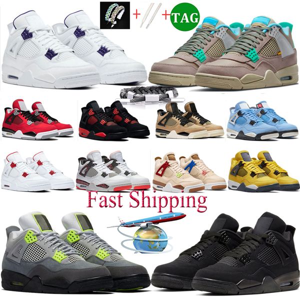 

2023 basketball shoes mens womens 4 leather red thunder wild things soft pink university blue sail mushroom white canvas man trainers walkin