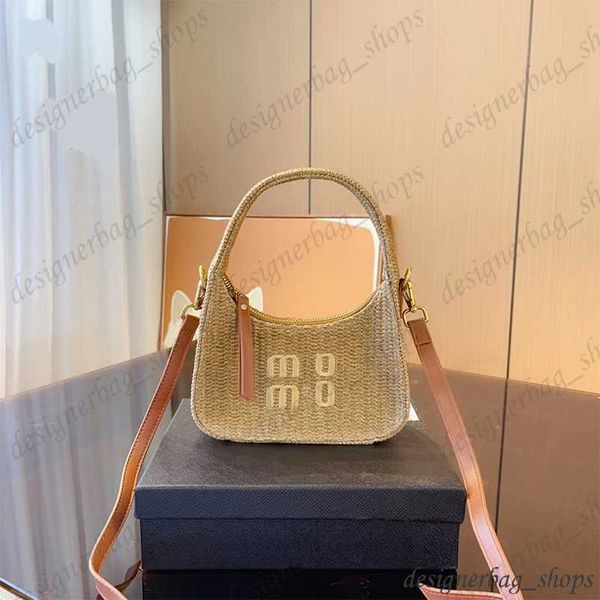 

summer new bag beach bag raffia woven bag with a leather shoulder strap shoulder handbag crossbody 230422