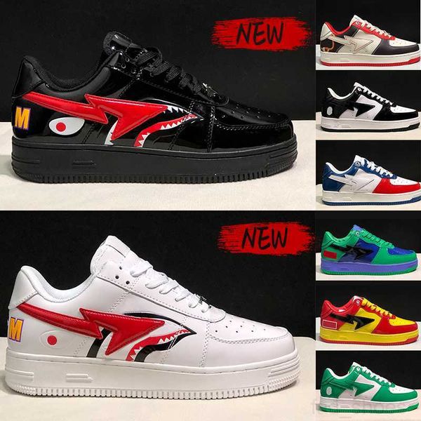 

sk8 men women casual shoes bapestas sta low sneaker court designer nigo bathing apes mens shark black white grey patent leather green abc ca