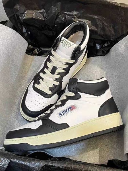 

casual shoes genuine leather high cut 2023 new autries small white shoes for men and women park choi ying same style shoes thick soles high, Black