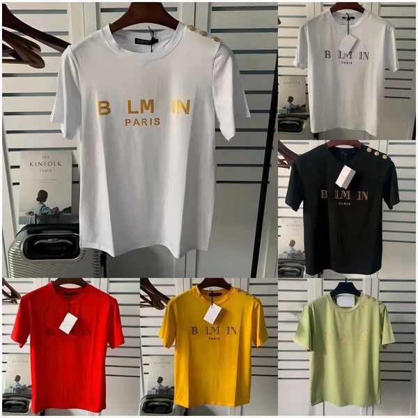 

mens designer t shirt balman paris womens letter print short sleeve round neck cotton tees polo size s 2xl nj, White;black