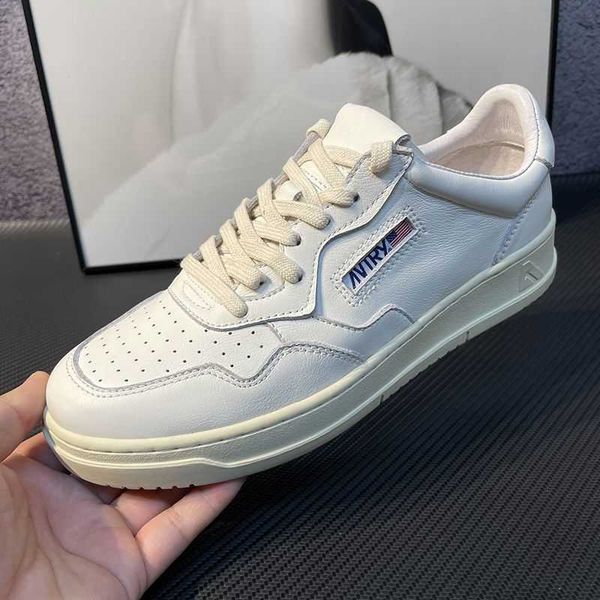 

autries little white shoes women's genuine leather summer breathable sports shoes men's korean edition casual lace up couples smal, Black