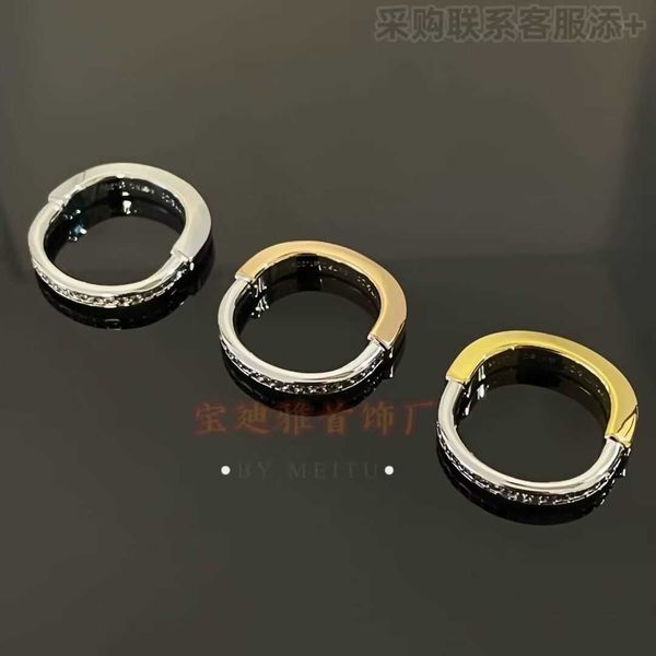 

high version tiffay's same u-shaped lock ring new half diamond high edition interdiamond all in one style, Silver