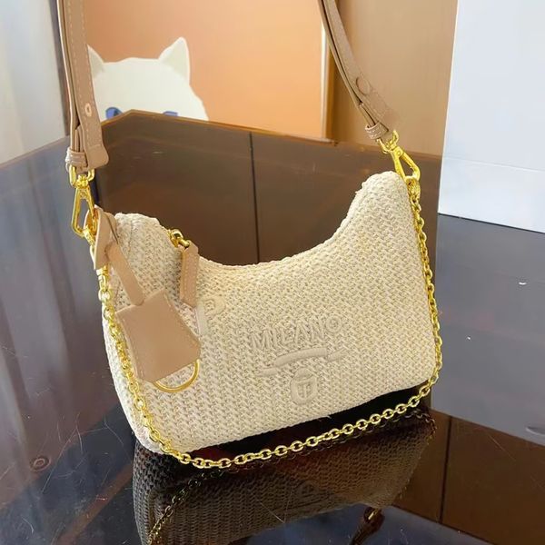 

designer mini pochette straw raffias evening bag women luxury celiny clutch handbag cross body summer beach bags mens weave triangle tote sh