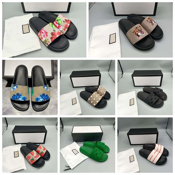 

classics sandals slippers women's rubber fashion sandal men women g blooms floral slipper flat shoes slide bee designer sandal dust bag, Black