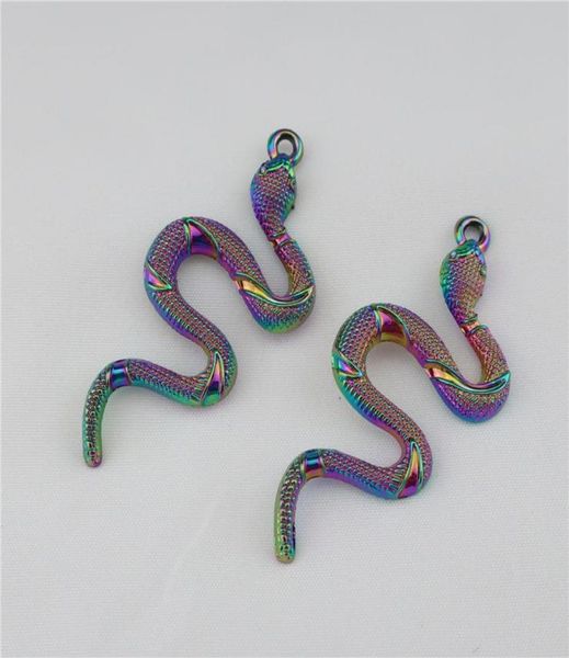

10pcs rainbow punk cobra viper pendant diy necklace women men jewelry6836048, Silver