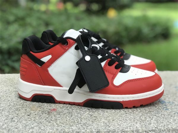 

basketball designer shoes ow out of office red black low leather sneakers with original box