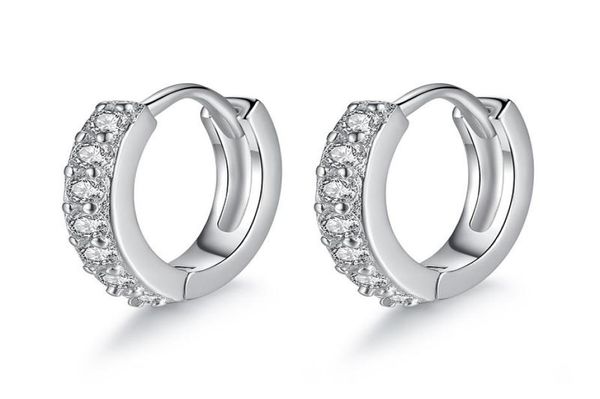 

charms stud 925 sterling silver hoop earrings black white cz diamonds engagement crystal ear rings beautiful jewelry6111118, Golden;silver