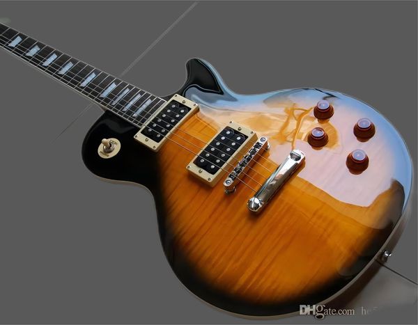 

whole new arrival lp r9 standard lp electric guitar one piece neck in brown burst