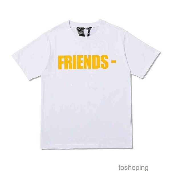 

t-shirt fahion br vlones yellow friend letter t-hirt looe imple back large v hort leeve men' and women' in ummerfxrg, White;black