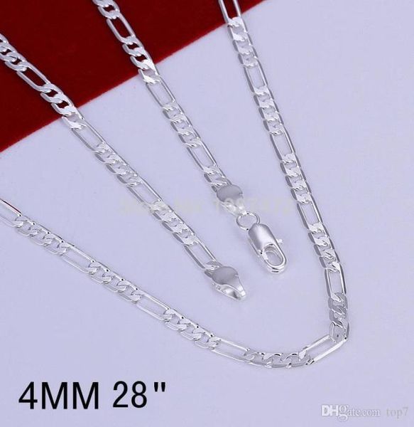 

16' to 30' 4mm 925 sterling silver plated fashion chain necklaces for men jewelry lkn0499826727