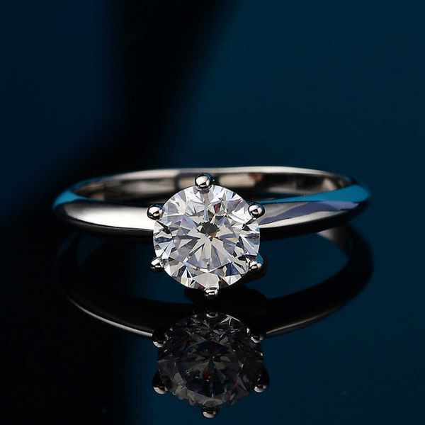 

high-quality 925 silver ring tiffay six claw diamond female 1-3 claw gold plated au750 sterling material as a gift for girlfriend