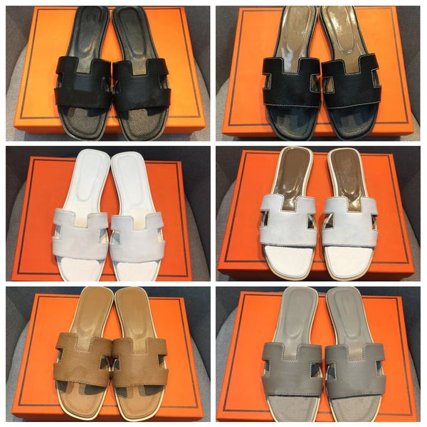 

designer sandal h sandal slippers flat man slipper womans sandalias real leather slides versatile one line sandals 2023 beach comfortable an, Black