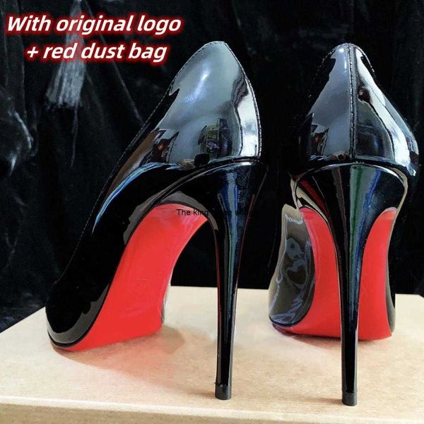 

brand ladies dress shoes pointed toe luxury brand red bright sole pumps 6cm 8cm 10cm 12cm stiletto ladies wedding shoes 34-44, Black