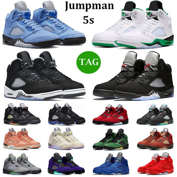 

ale jumpman 5 men basketball shoes 5s unc lucky green aqua racer blue oreo raging red pinksicle easter mens trainers outdoor sneakers, White;red