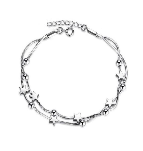 

classic chain pentagram round bead bracelet girls hand jewelry2147909, Golden;silver