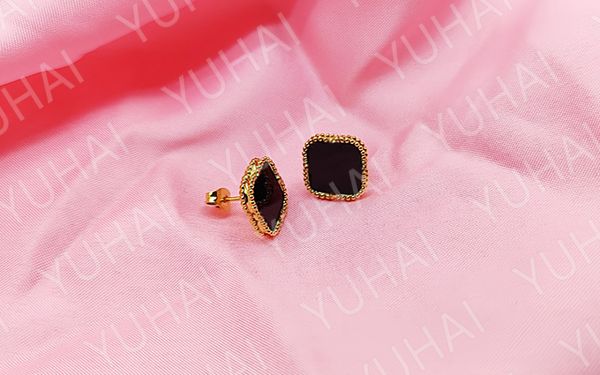 

classic fashion 4/four leaf clover charm stud earrings back mother-of-pearl silver 18k gold plated agate for women&girls valentine's mo, Golden;silver