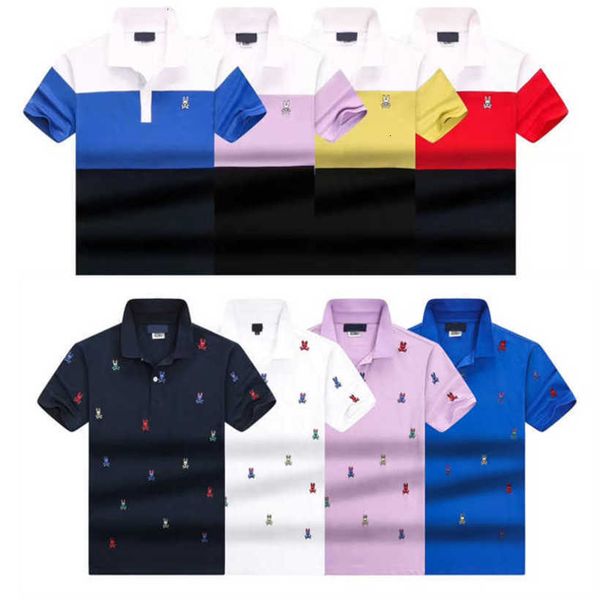 

men t-shirts psychos polo bunnys tees casual summer slim skull rabbit print short sailor neck t-shirt fashion streetwear grxz, White;black