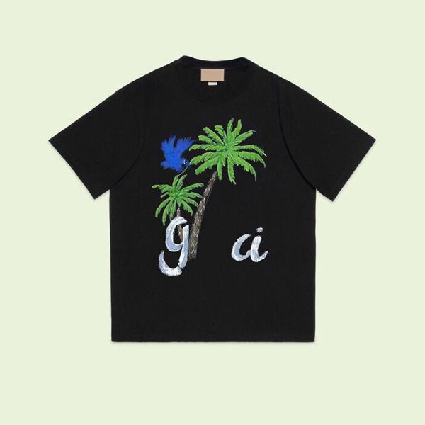 

2023ss spring and summer t shirt pure cotton fabric os version round neck short-sleeved women's men's high-quality men's t sh, Black;brown