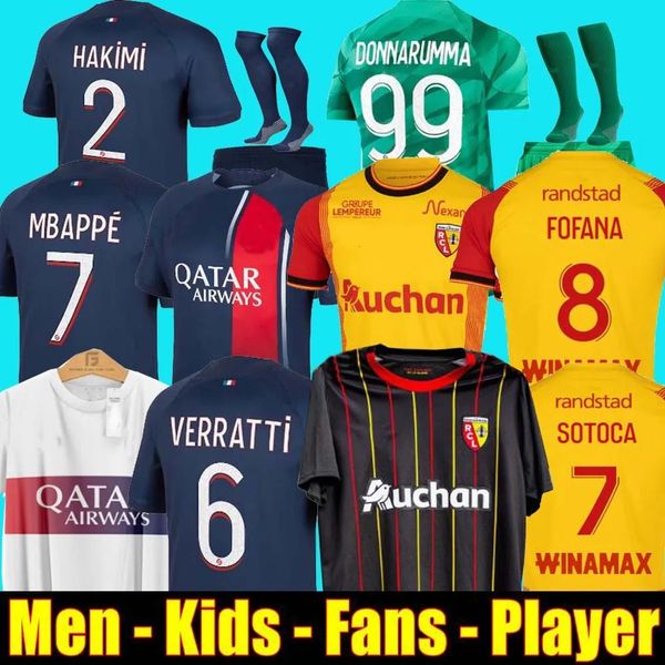 

2023 2024 psgs soccer jerseys maillot de foot mbappe hakimi marquinhos verratti 23 24 sergio ramos hommes enfants fourth kimpembe rc lens fo, Black;yellow