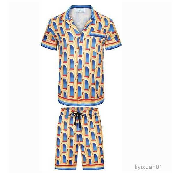 

casablanc-s 22ss designer men t shirt set masao san print mens casual and short womens loose silk tees transportation tshirt yt 1 m27a, White;black