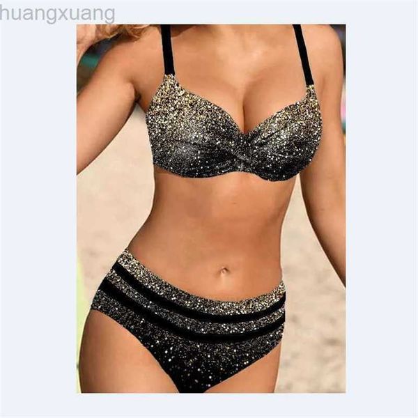 

2022 starry sky finalization printing hard wrapped split bikini split bikiniswimwear for women, White;black