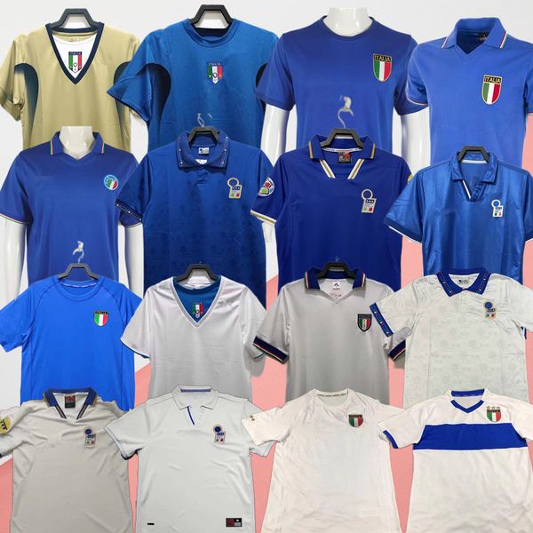 

1982 italys retro soccer jersey 1990 1970 1996 1998 1999 2000 home 2006 football 1994 maldini baggio donadoni schillaci totti del piero 2006, Black;yellow