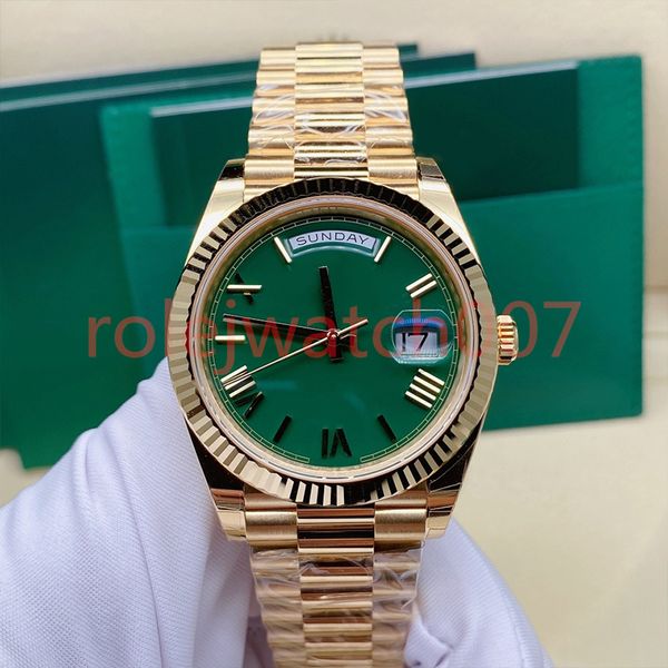 

luxury date mens watch green dial gold 40mm automatic mechanical 2813 stainless steel band 904l women's watch waterproof sapphire dhgat, Slivery;brown